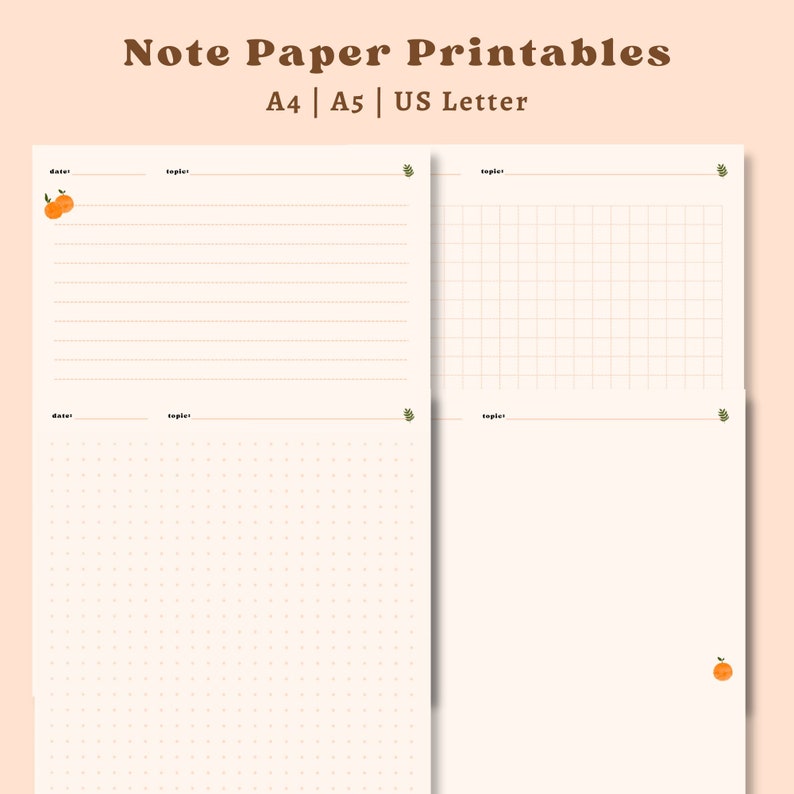 Note Taking Paper Printables Grid Paper Lined Paper Dot Etsy