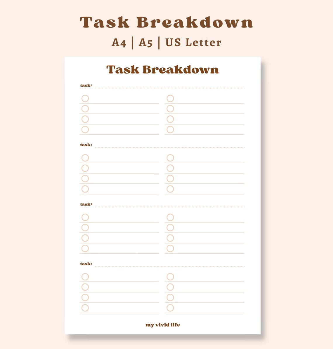 Task Breakdown Printable To-do List Printable Productivity - Etsy
