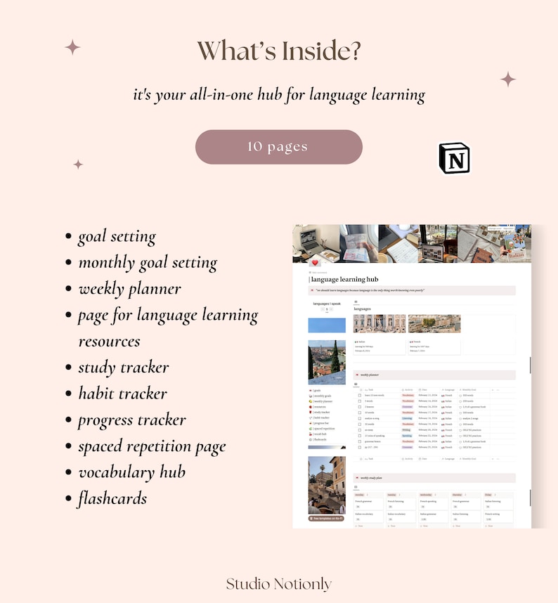 Language Learning Notion Template, Language Learning Planner, Language ...