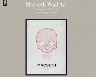 Printable Macbeth Shakespeare Typography Poster Art w/ Quotes Wall Print of Gift for Drama Students or Theatre Teachers Office or Dorm Room