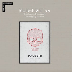 Printable Macbeth Shakespeare Typography Poster Art w/ Quotes Wall Print of Gift for Drama Students or Theatre Teachers Office or Dorm Room