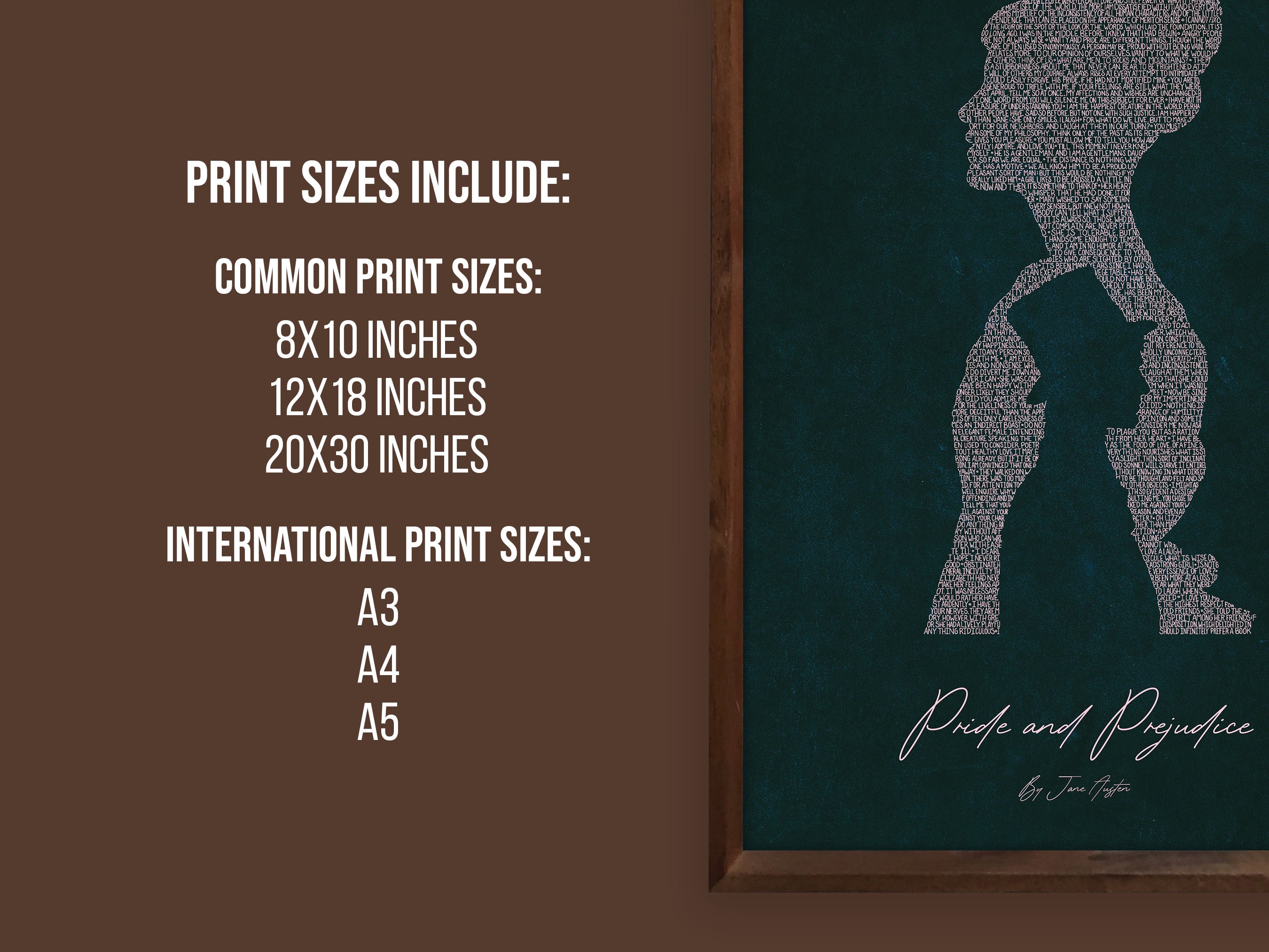 Printable Pride and Prejudice Typography Poster Art W/ Quotes Wall ...