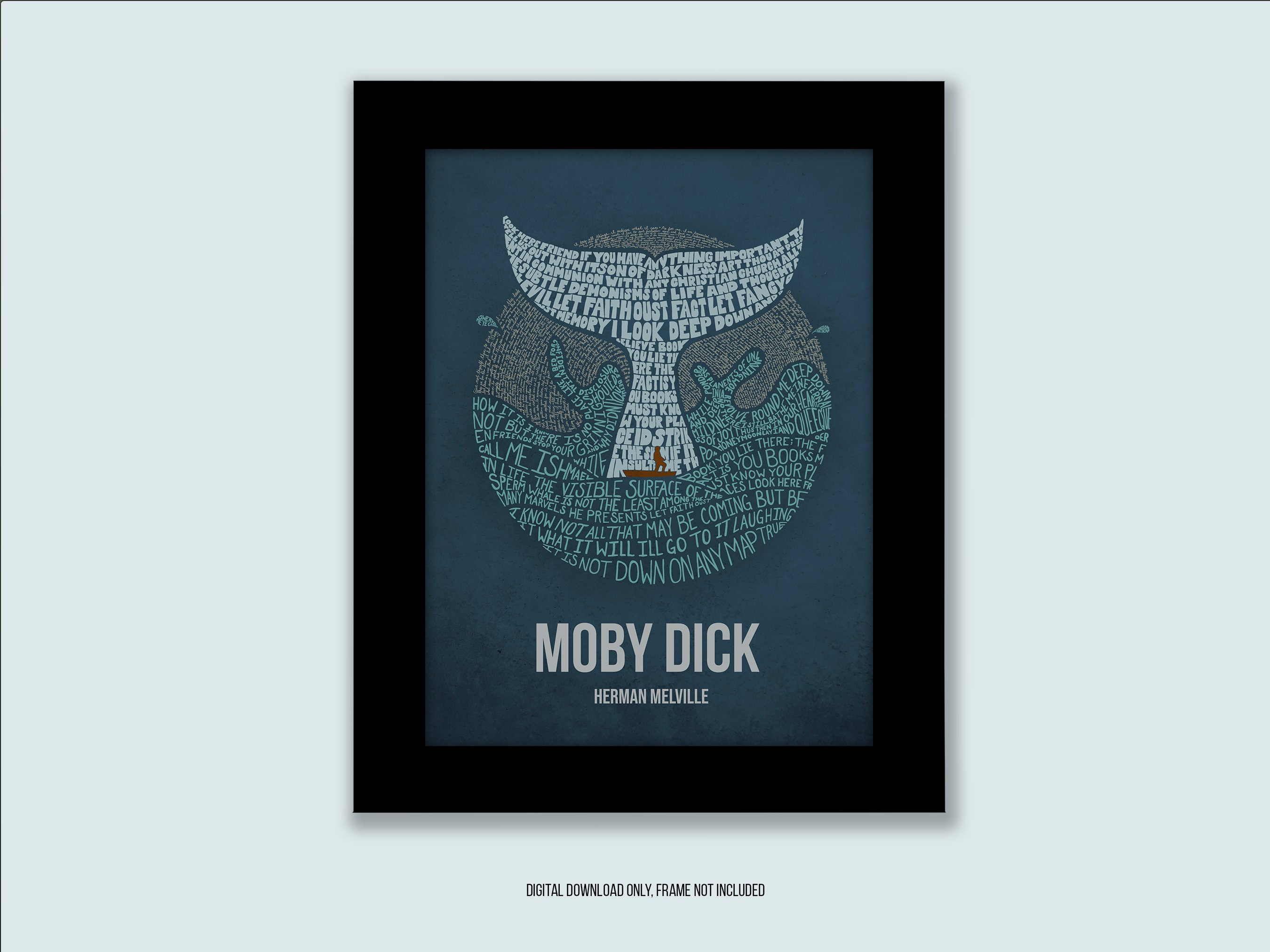 Printable Moby Dick Typography Poster Art With Quotes