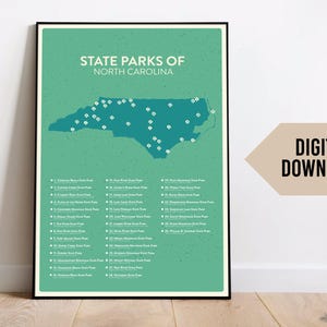 North Carolina State Parks Karte Checkliste | Druckbare Anleitung für alle WC Parks | Digitaler Download für Outdoor Liebhaber