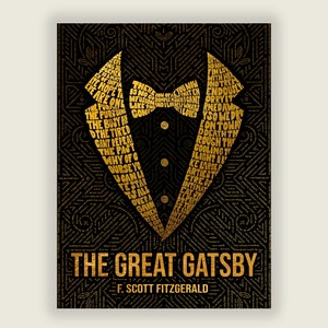 Printable The Great Gatsby Typography Poster Art w/ Quotes Wall Print of Gift for Book Lover Office or Drama Student or Dorm Room Decoration