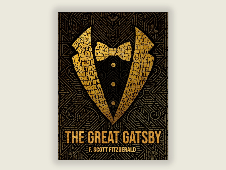 Printable the Great Gatsby Typography Poster Art W/ Quotes Wall Print ...