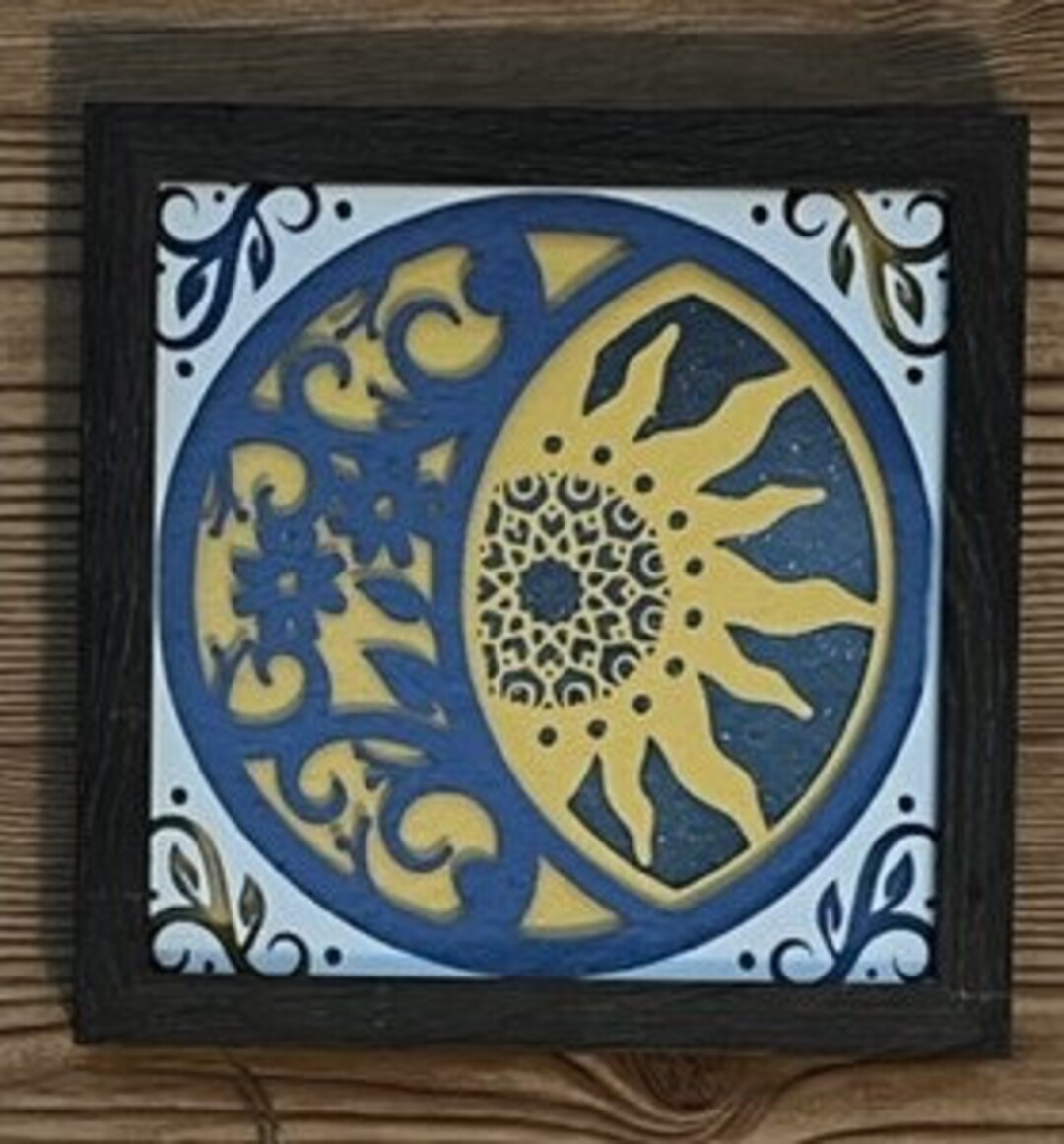 3D Shadow Box With Lights, Sun and Moon, Sun, Moon, Cabin Decor, Rustic ...