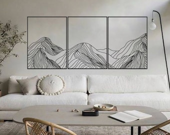 Mountain Wall Art Wood, Geometric Mountains, Mountain Wall Decor, Wood Wall Art Mountains, Wood Panel Wall Art, Modern Wood Wall Art Set