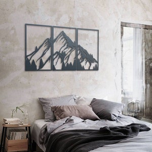 Pannello decorativo da parete in legno tagliato al laser con motivo di montagna: decorazione per la casa