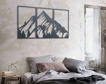 Laser Cut Wood Mountain Wall Art: Home Decor Panel