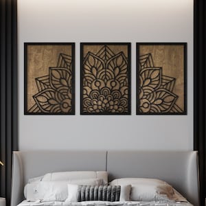 Mandala träväggkonst, halv mandala väggkonst, halv mandala i trä, mandala konst i trä, stor träväggkonst, trädekor ovanför sängen