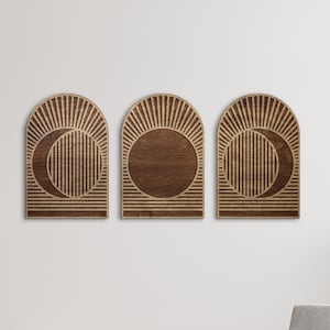 Rustic Wall Moon Phases Decor Wood Moon Signs Framed Wooden Modern