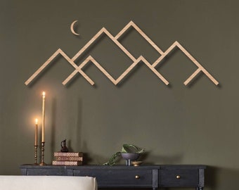 Minimalist Mountain Art, Mountain Headboard, Small Wooden Wall Art, Aztec Wood Wall Art, Housewarming Gift Wall Art, Mountain Gifts