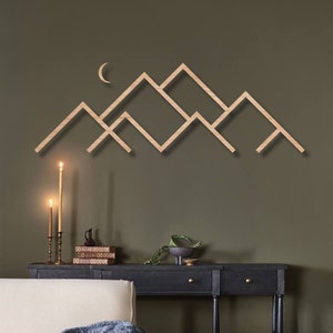 Minimalist Mountain Art, Mountain Headboard, Small Wooden Wall Art, Aztec Wood Wall Art, Housewarming Gift Wall Art, Mountain Gifts
