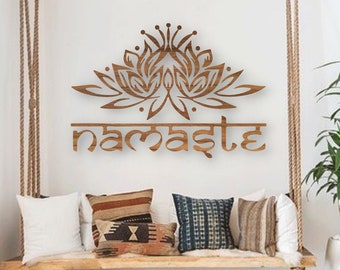 Namaste Wall Art,Yoga Studio Decor,Lotus Flower Wall Art,Lotus Flower Wall Art,Namaste Sign, Namaste Decor,Meditation Wall Art,Yoga Wall Art