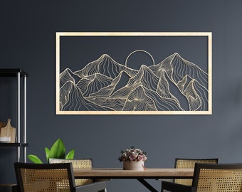 Large Mountain Wall Art, Modern Mountain Decor, Mountain Home Gift, Mountain Landscape Wall Art, Living Room Wood