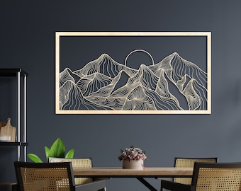 Large Mountain Wall Art, Modern Mountain Decor, Mountain Home Gift, Mountain Landscape Wall Art, Living Room Wood