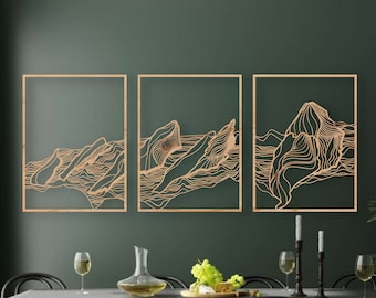 Mountain Wood Wall Art Set: Abstract Colorado Flatirons Decor