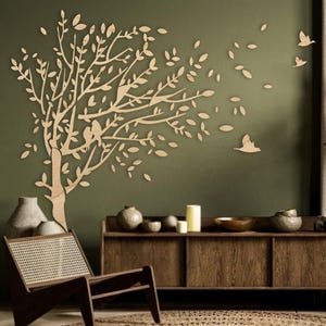 Tree Of Life Wall Art Wood, Tree with Birds Wood Wall Art, Wooden Wall Decor, Unique Christmas Gift, Housewarming Gift, Personalized Gift
