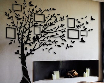 Family Tree,Wood Tree Wall Art,Tree With Photo,Wood Living Room Decor,Tree Wall Decor,Tree Of Life Wall Art Large,Housewarming Gift Wall Art