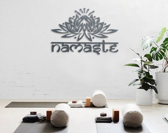 Namaste Sign, Namaste Wall Art, Yoga Studio Decor, Gift For Yogis, Lotus Flower Wall Art, Namaste Wall Decor, Yoga Studio Wall Art