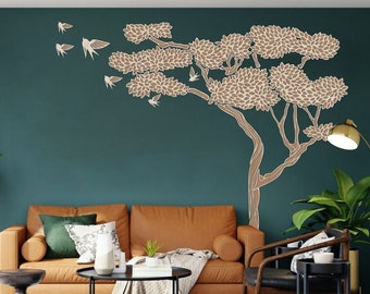 Large Wood Tree Wall Art: Modern Living Room Decor