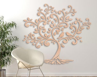 Wooden Tree of Life Wall Art: Laser Cut Wood Decor
