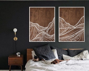 Mountain Wall Art, Modern Wood Wall Art Set, Mountain Modern Art, Wood Panels Wall Art, Large Wall Art Mountains, Wood Wall Decor