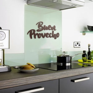 Signo de Buen Provecho, Signo de cocina de Buen Provecho, Letreros de madera de comedor, Citas de arte de pared de madera de cocina, Palabras de pared de comedor, Pared de Buen Provecho