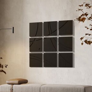 Wood Wall Art Geometric, Wood Abstract Wall Art, Wood Wall Decor Modern, Large Wooden Wall Art, Square Wall Art Set, Geometric Wall Panel