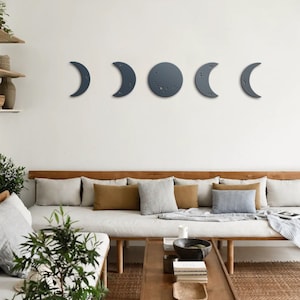 Wood Moon Wall Art, Moon Phase Wall Decor, Bohemian Moon, Moon Phase Wood Sign, Wooden Moon Phase, Moonphase Decor, Moon Wood Art