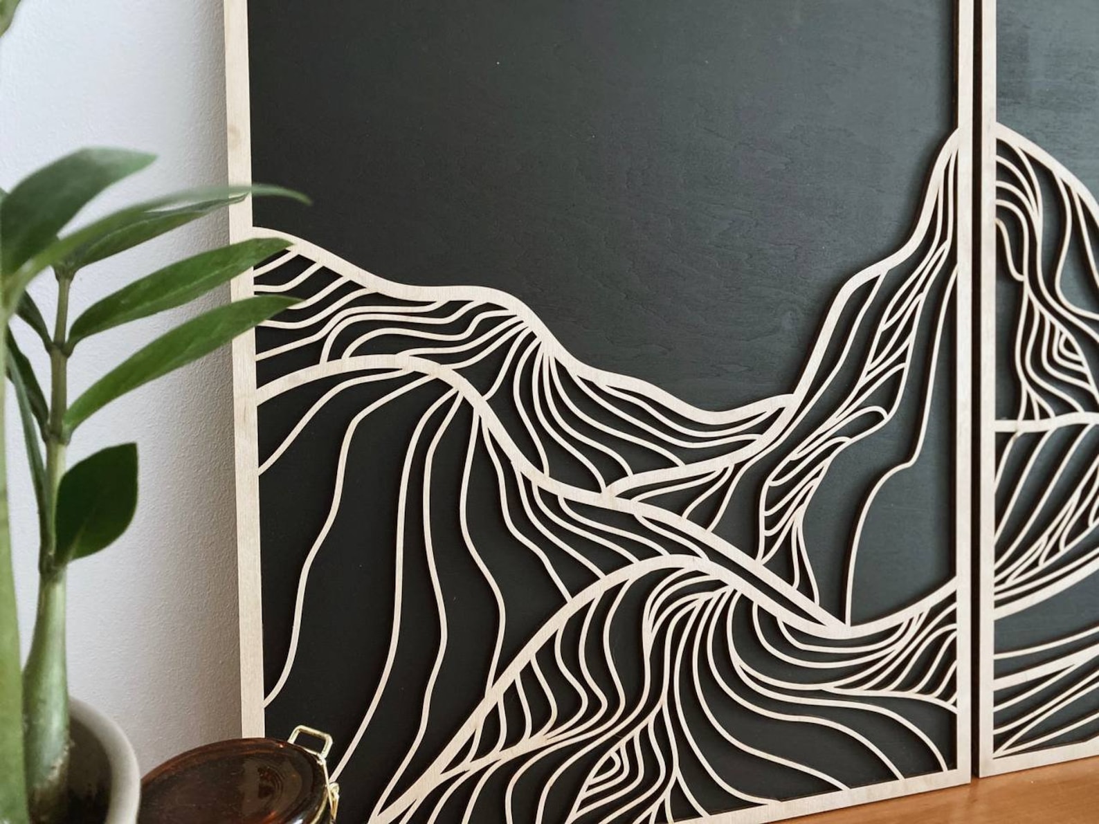 Mountain Wall Art Modern Wood Wall Art Set Mountain Modern Etsy