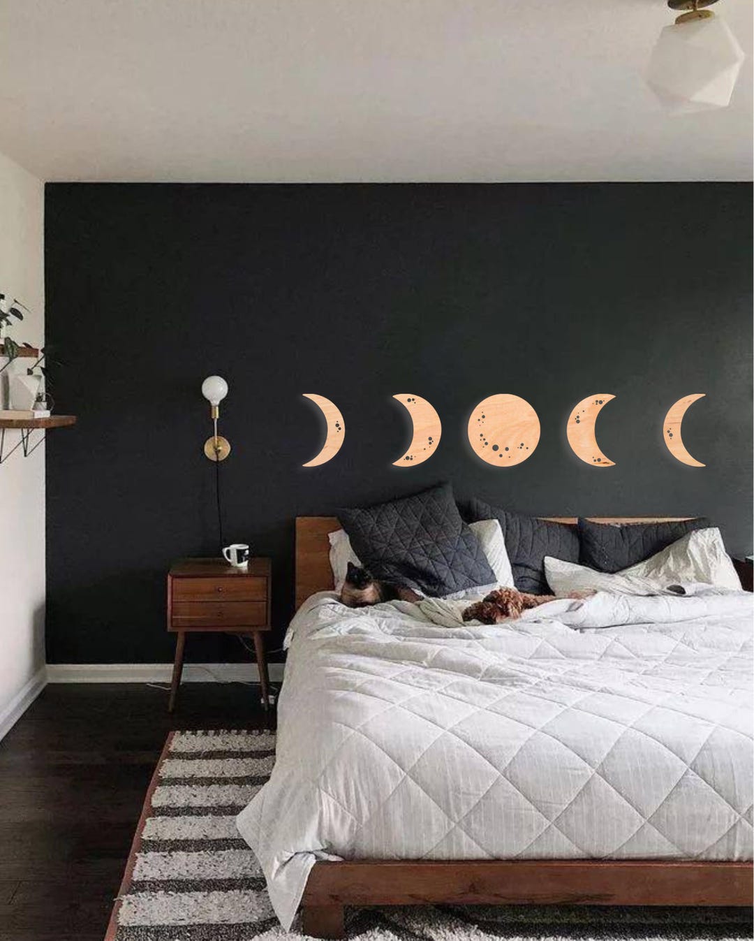 Handmade Moon Phase Wood Wall Art: Lunar Cycle Boho Decor - Etsy