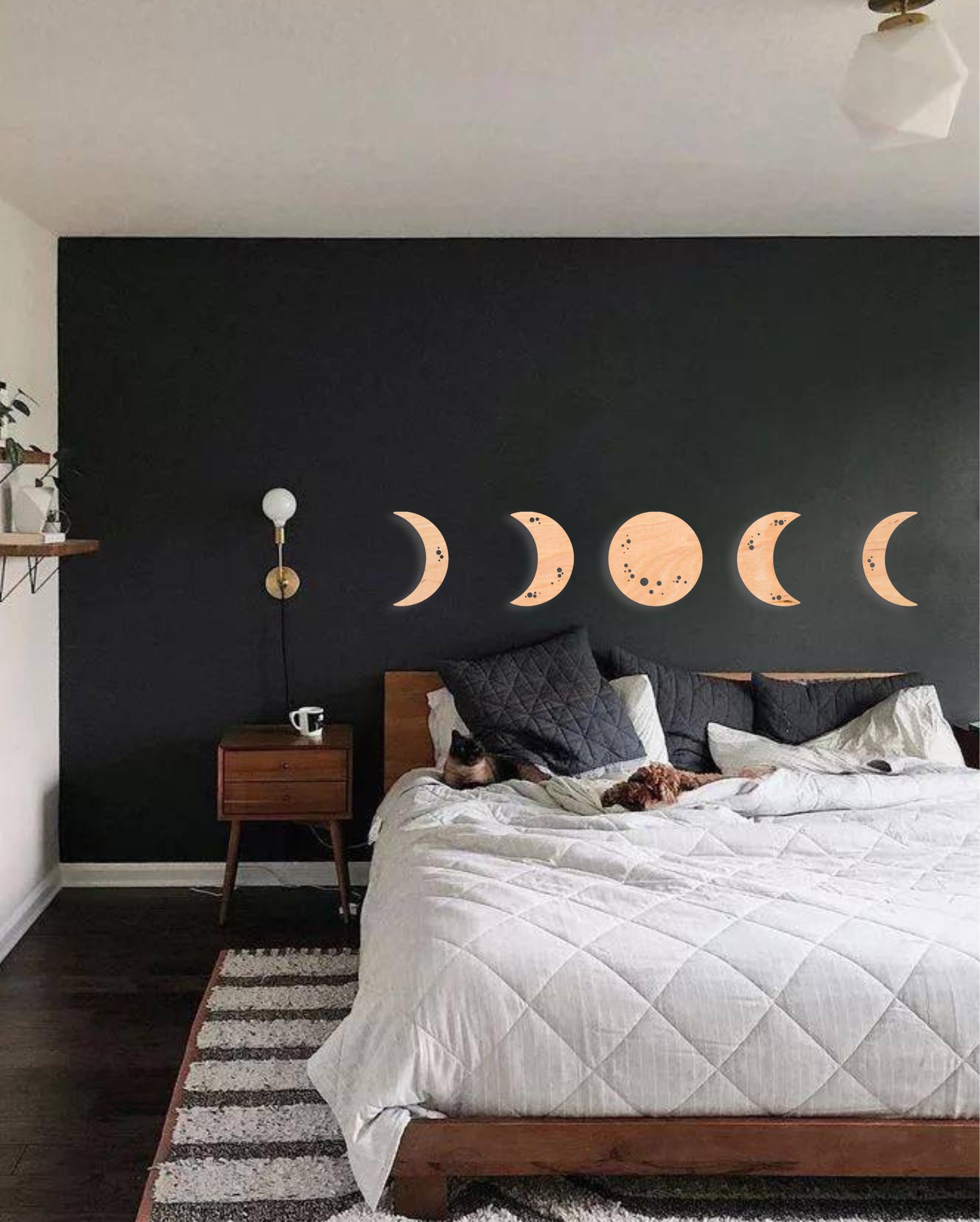 Handmade Moon Phase Wood Wall Art: Lunar Cycle Boho Decor - Etsy