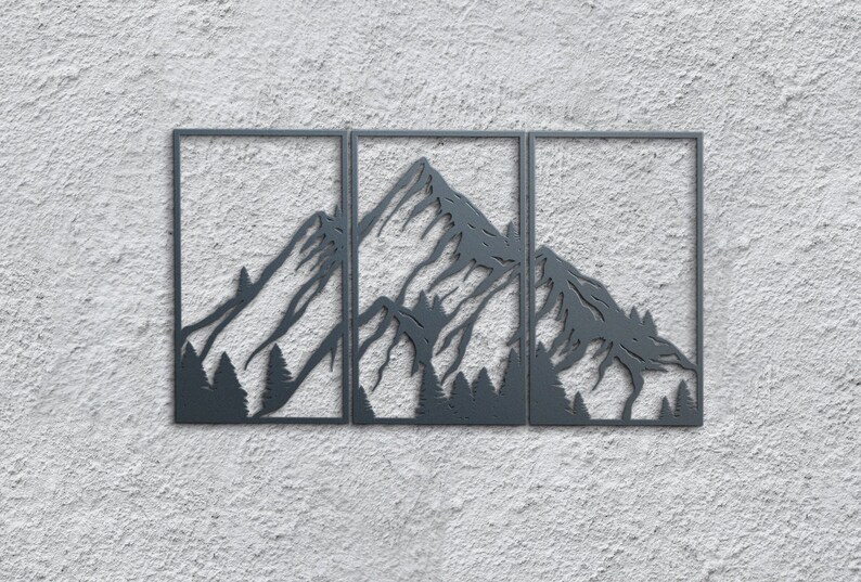 Mountain Wall Art Wood Mountain Panel Art Mountain Wall Etsy