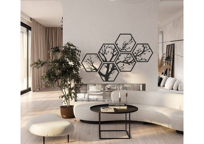 Wood Wall Decor Panels Hexagon Wall Art Hexagon Etsy