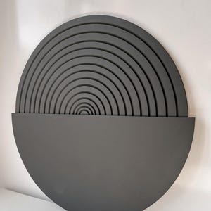 Aesthetic Round Wall Art Wood, Office Wall Art Large, Black Geometric Wall Art, Mid Century Wall Art, Housewarming Gift,Geometric Wood Decor