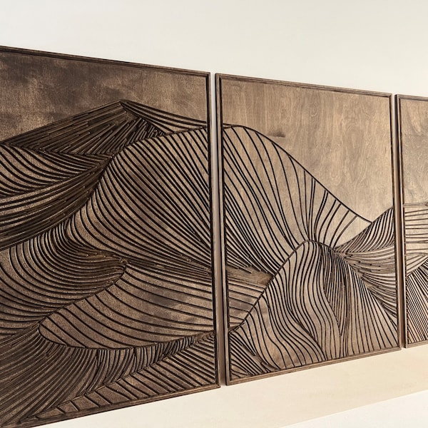 Minimalist Wood Wall Art, Extra Large Wood Wall Art, Newline Wood Wall Art, Large Mountain Art, Minimalist Mountain Art, Wooden Artwork