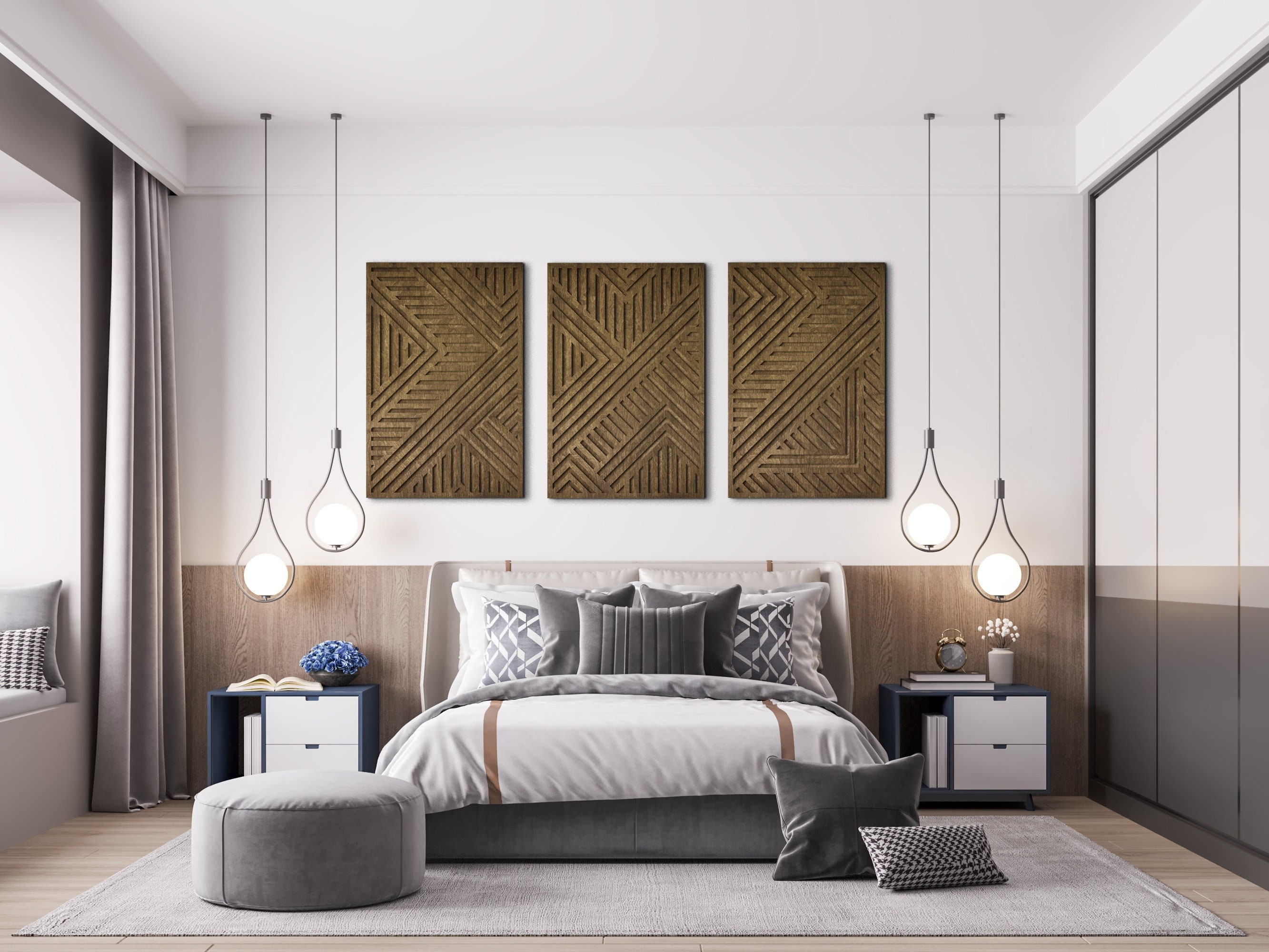 Holz Wandkunst Geometrisch Wand Dekor Wohnzimmer Holz | Etsy