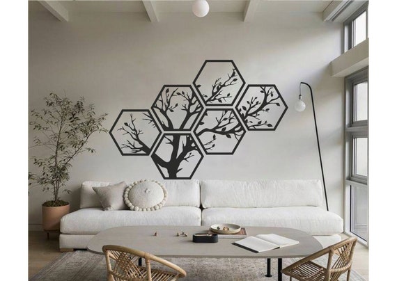 Honeycomb Wood Wall Decor Panels, Hexagon Wall Art, Hexagon Tree, Wood Wall  Art Geometric, Hexagon Wood Wall Decor, Hexagonal Sign 