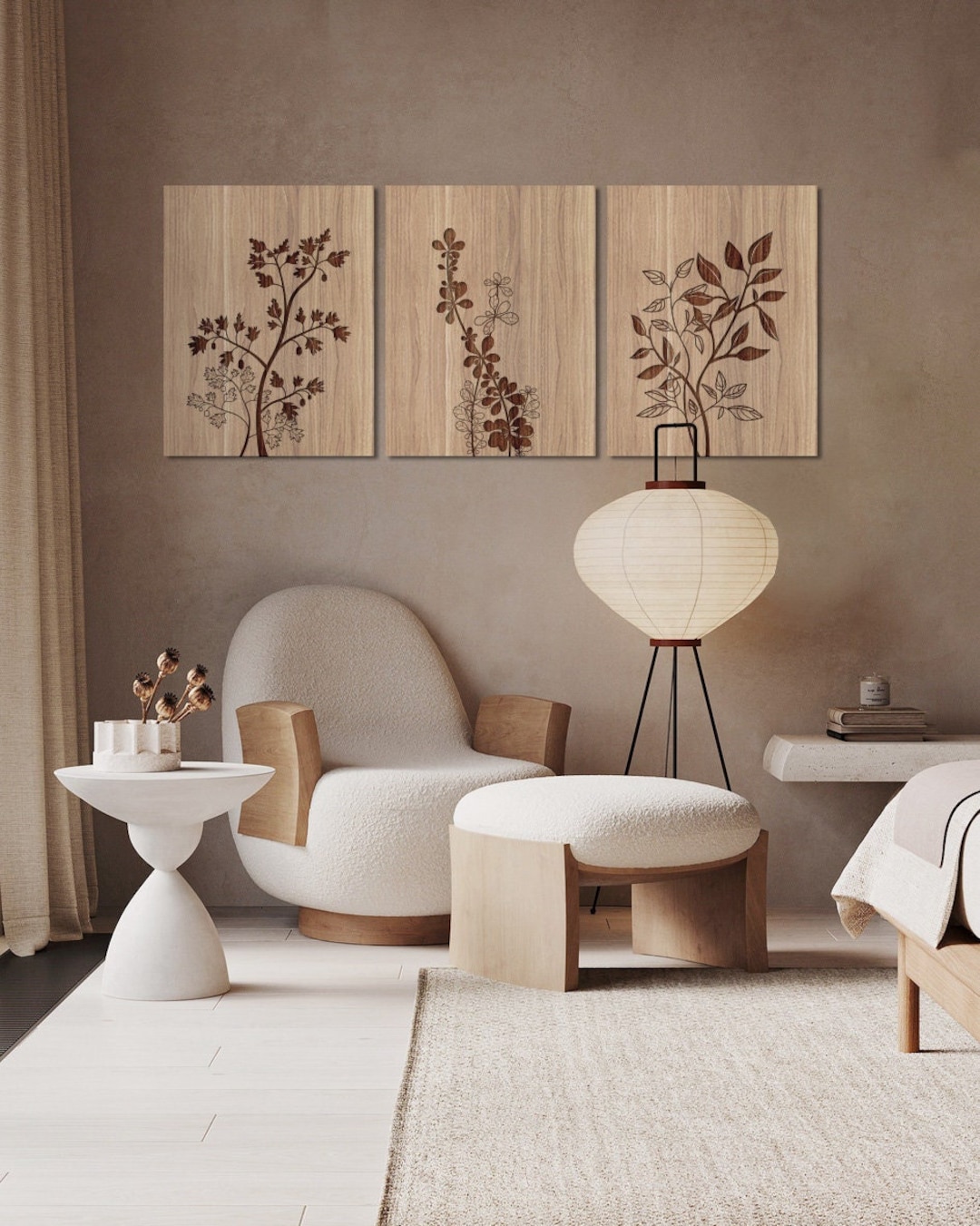 Floral Wood Wall Art,boho Wall Panel,bedroom Wood Art,wood Wall Panel