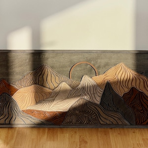 Berg Holz Wand Kunst, Extra Große Holz Wand Kunst, Berg Holz Dekor, Rustikales Berg Holz, Panorama Wand Kunst Holz, Western Berg