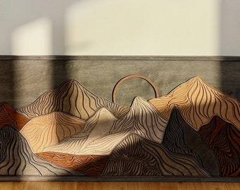 Berg Holz Wand Kunst, Extra Große Holz Wand Kunst, Berg Holz Dekor, Rustikales Berg Holz, Panorama Wand Kunst Holz, Western Berg