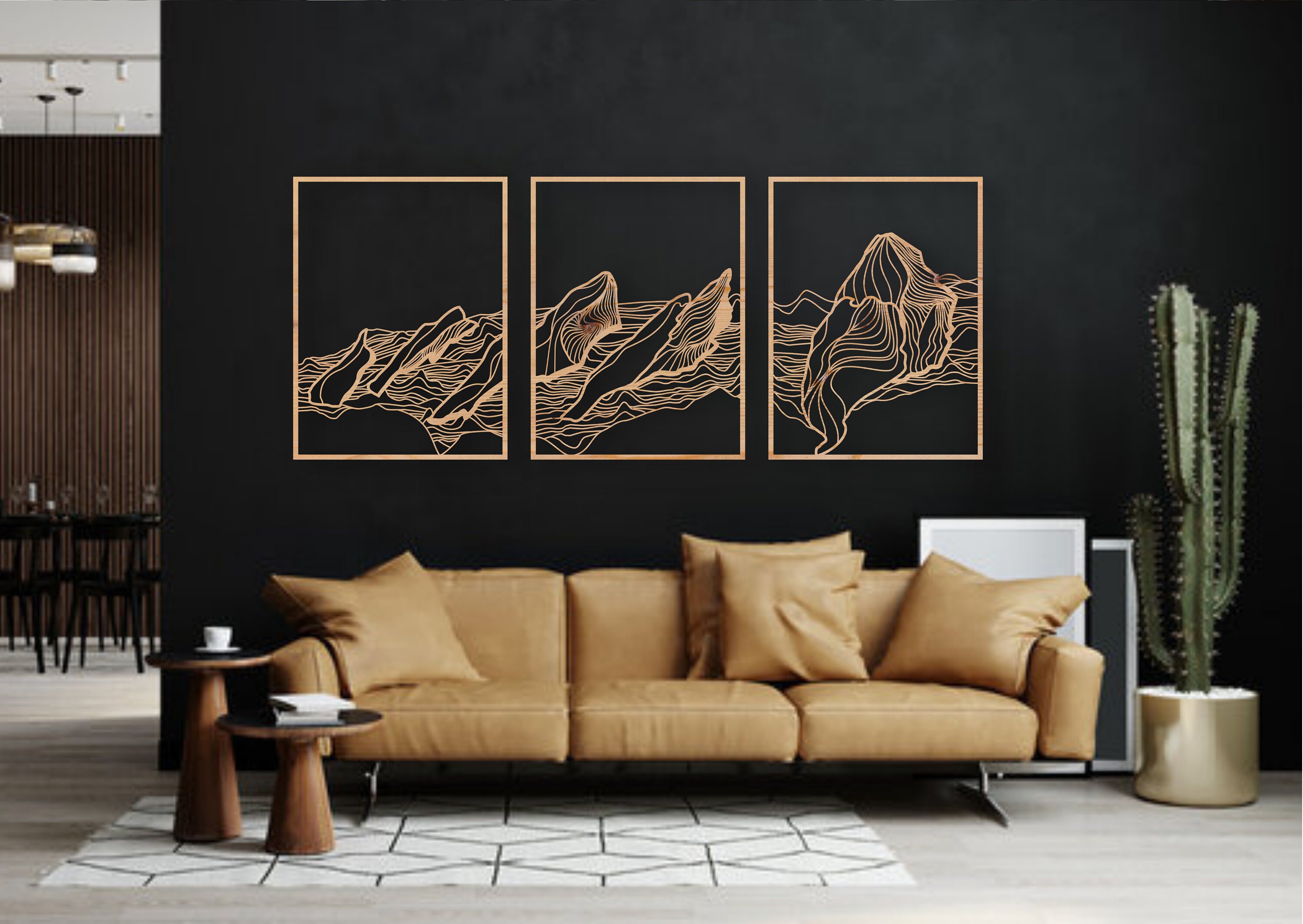 Mountain Wood Wall Arts Set of 3 Panels Mountain Wall Art Etsy Australia