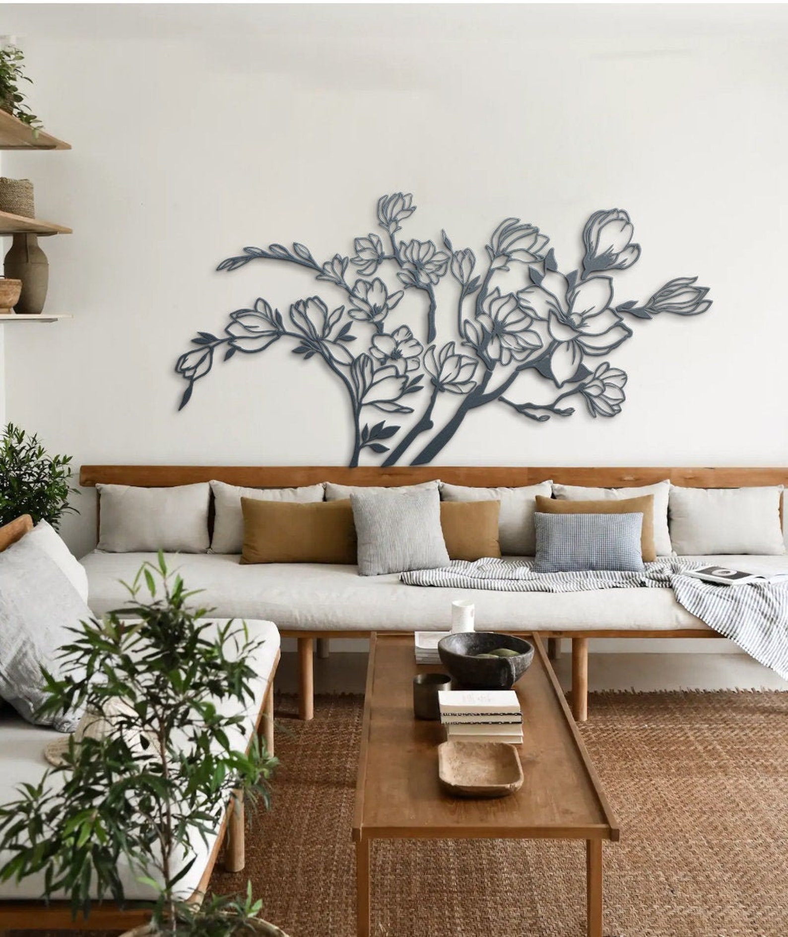 Wood Flower Wall Decor Floral Wall Art Wood Flower Wood Etsy