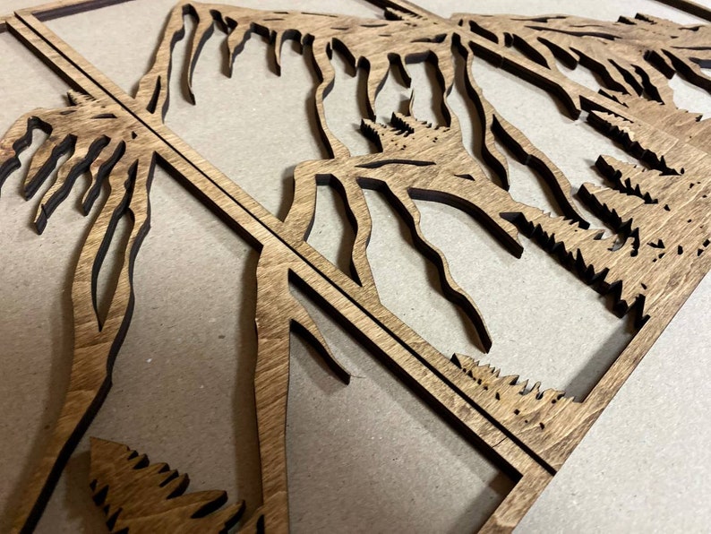 Mountain Wall Art Wood Mountain Panel Art Mountain Wall Etsy