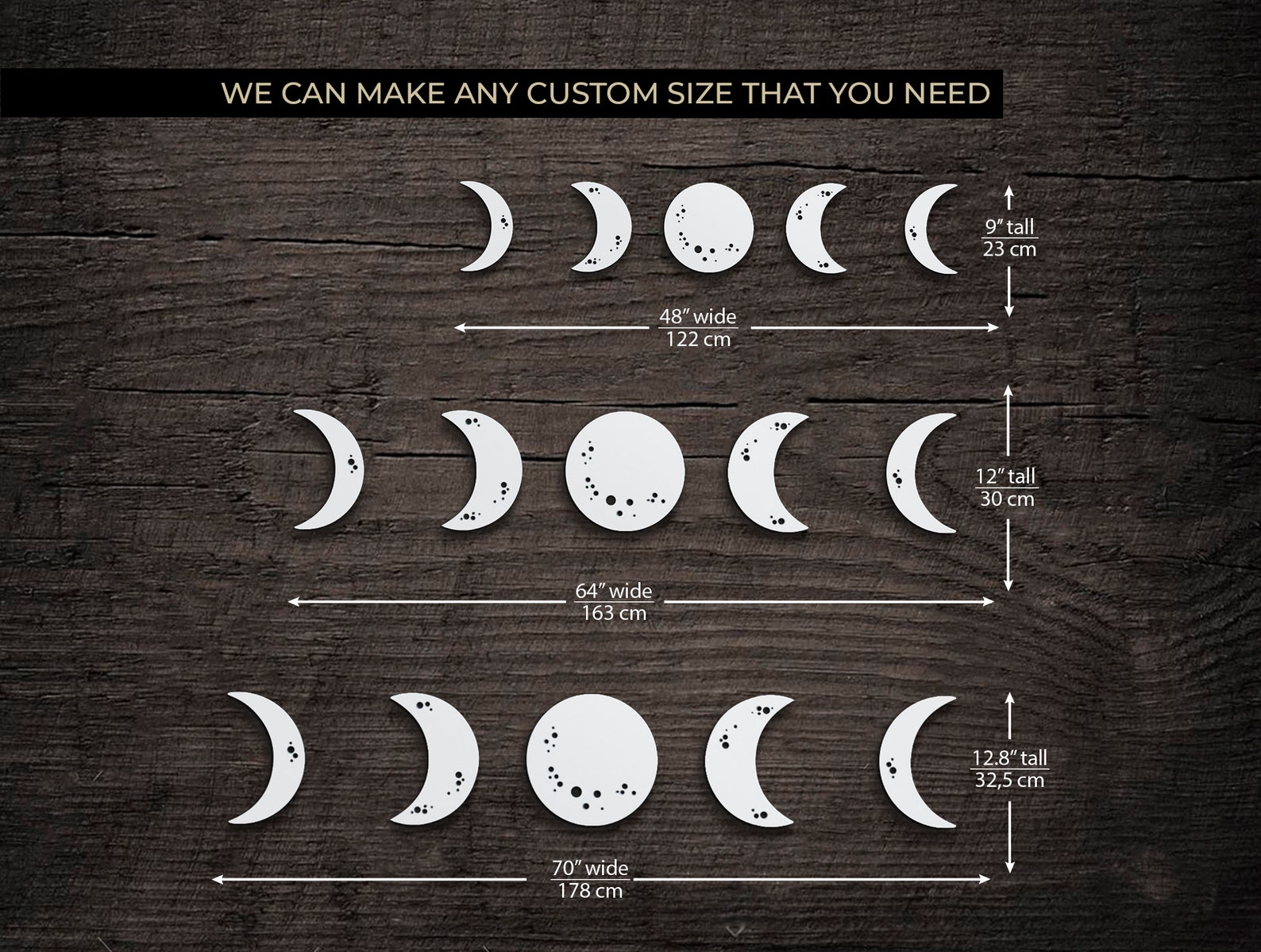 Wood Moon Wall Art Moon Phase Wall Decor Bohemian Moon Moon Etsy