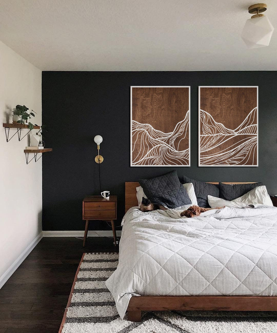 Mountain Wall Art, Modern Wood Wall Art Set, Mountain Modern Art, Wood Panels Wall Art, Large Wall Art Mountains, Wood Wall Decor