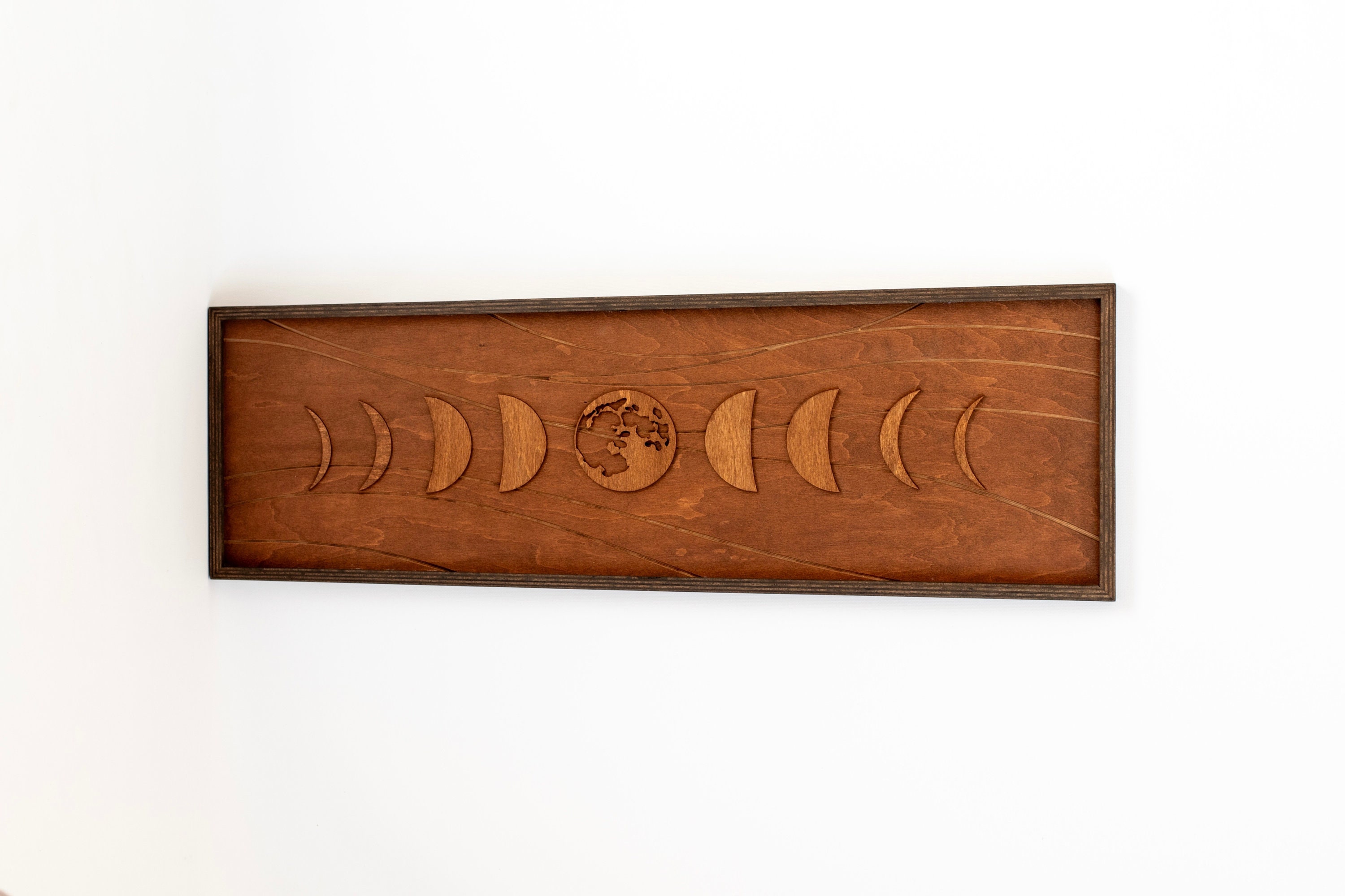Wood Moon Phase Wall Art: Framed Mid Century Modern Boho Decor, Custom ...