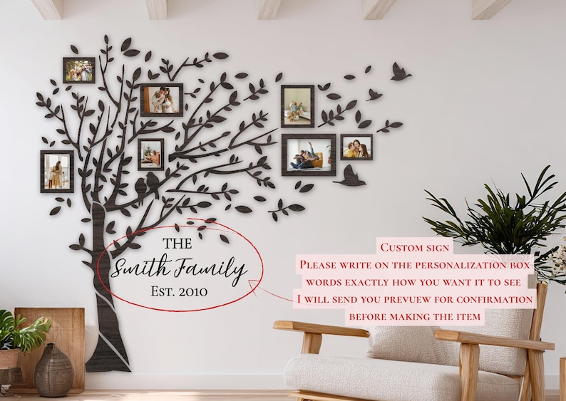 Photo Family Tree, Family Tree Wall Art, Family Tree With Pictures, Big Wooden Family Tree,Large Family Tree Wall Art,Family Tree Wood Frame image 13